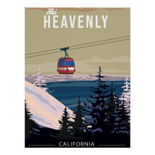 Póster Vintage de poster de Viagem de Esqui Pesado
