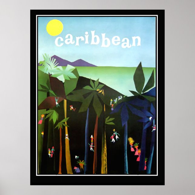 Poster vintage de Promoção de Caribe (Frente)
