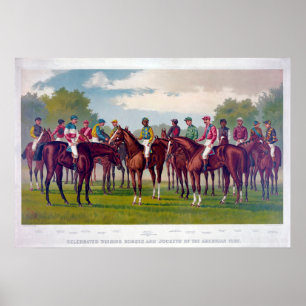 Poster vintage de Raça Cavalos
