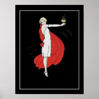 Poster vintage de Rapariga do Art Deco