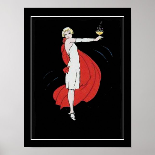 Poster vintage de Rapariga do Art Deco (Frente)