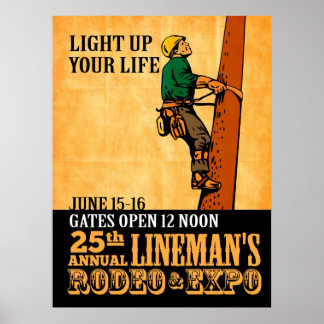 poster vintage de reparador eletricista de linha e