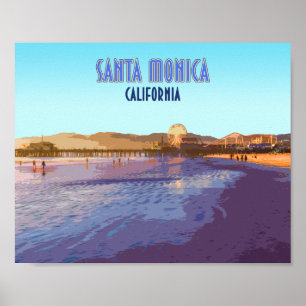 Poster Vintage de Santa Monica Los Angeles Califórnia