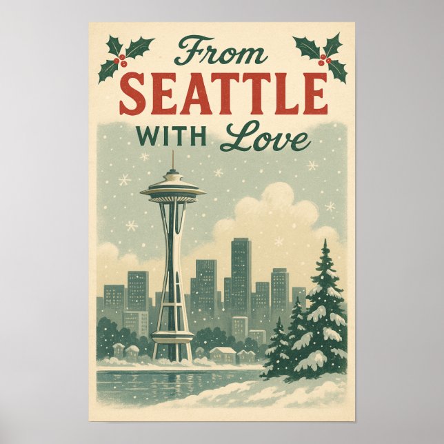 Poster Vintage "De Seattle With Love" Feriado (Frente)