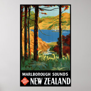 Poster vintage de Sons de Marlborough, Nova Zelând