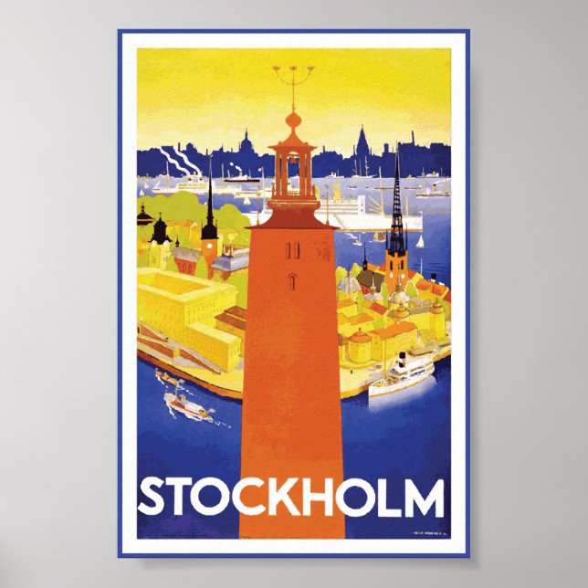 Poster vintage de Suecia Estocolmo (Frente)