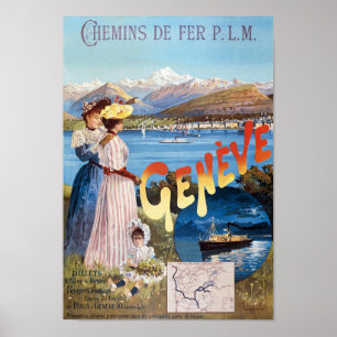 Poster vintage de Suiça de Genebra 1890