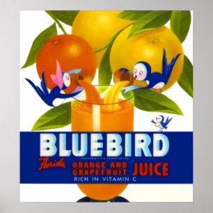 Poster vintage de Sumo Laranja Bluebird