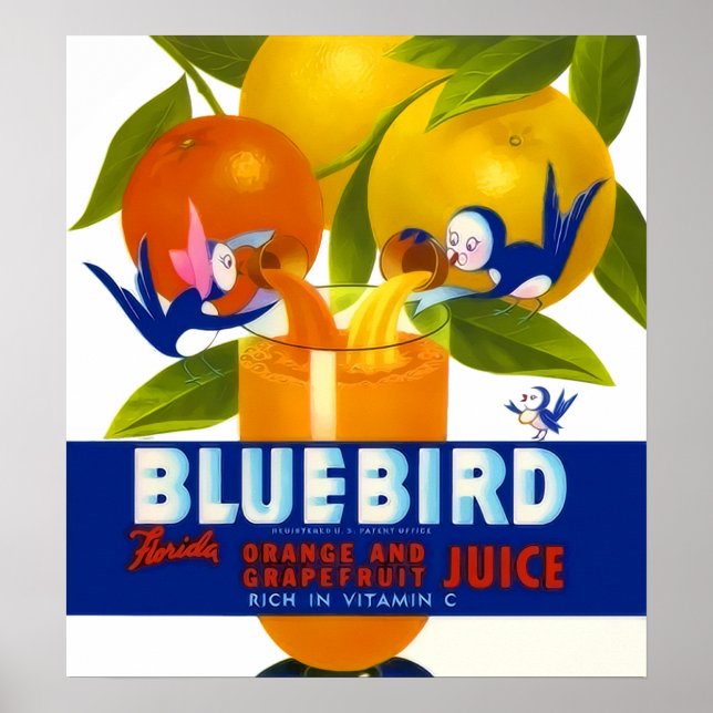 Poster vintage de Sumo Laranja Bluebird (Frente)