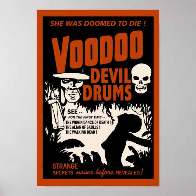 Poster vintage de tambores do diabo Voodoo (Frente)