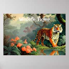 Poster vintage de Tigre Selvagem da Floresta Suína