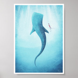 Poster vintage de tubarão de baleia
