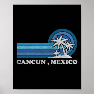 Poster Vintage de verão da família Cancun Beach Mexico