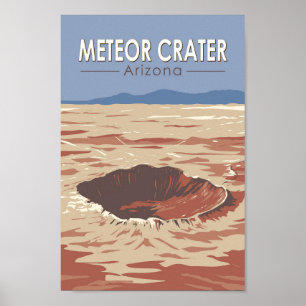 Poster Vintage de Viagem de Arizona de Cratera Meteor