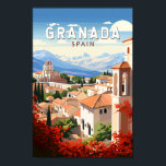 Poster Vintage de Viagem de Espanha de Granada<br><div class="desc">Granada retro vetor viagem design. Granada é uma cidade na região Andaluzia,  do sul da Espanha,  nos sopés das montanhas de Sierra Nevada.</div>