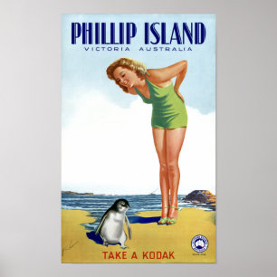 Poster vintage de Victoria Austrália da ilha de