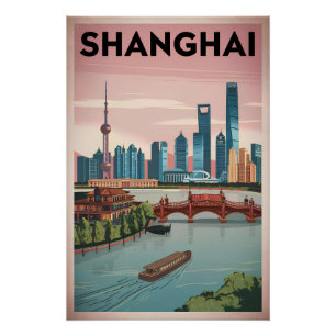 Póster Vintage de Xangai