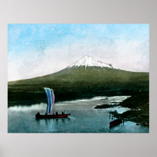 Póster Vintage de Yamanaka do lago mount Fuji Japão