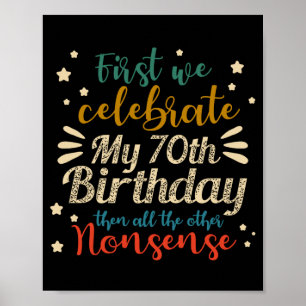 Poster vintage decorativo incrível aniversário de 70