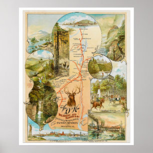 Poster Vintage Delaware e mapa da estrada de ferro de