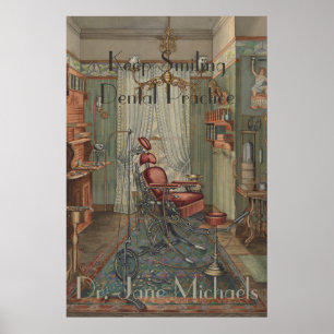 Póster Vintage dental do Gouache da aguarela da sala de