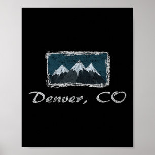 Poster Vintage Denver Colorado Winter Skiting Divertido