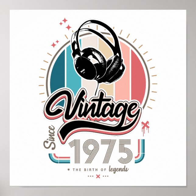 Poster Vintage desde fones de ouvido de 1975 (Frente)
