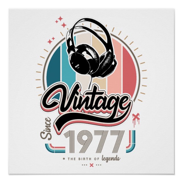 Póster Vintage desde fones de ouvido de 1977 (Frente)