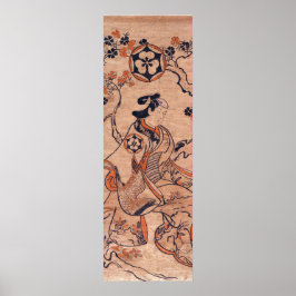 Poster Vintage Desenhando Dekishima Hanya Sentada Dois-T