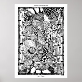 Póster Vintage Dibujos Blanco y Negro