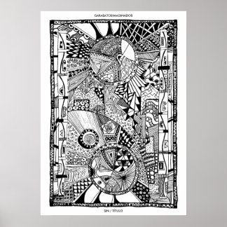 Póster Vintage Dibujos Blanco y Negro