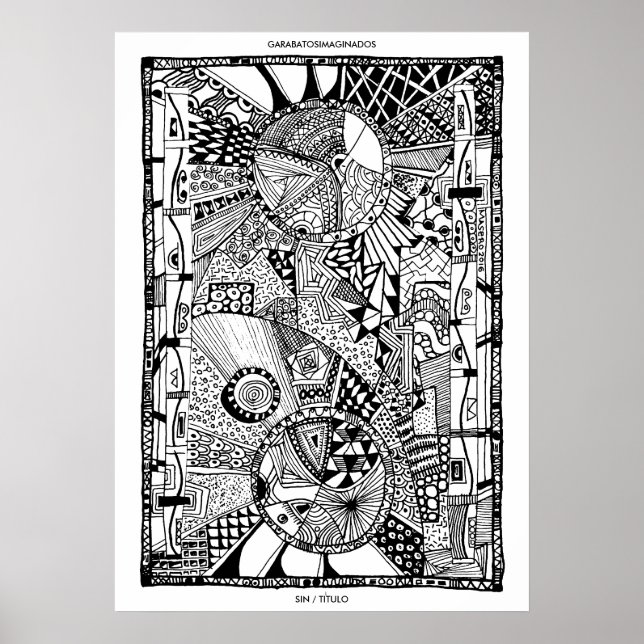 Póster Vintage Dibujos Blanco y Negro (Frente)