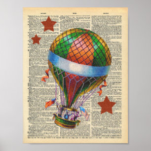 Póster Vintage Dictionary Art Hot Air Balloon Circus