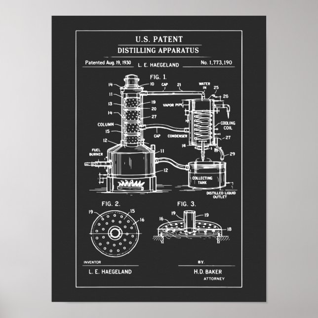 Poster Vintage Distillation Patent Blueprint (Frente)