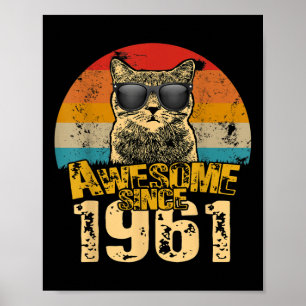 Poster Vintage Distressed Incrível Desde 1961 61 Anos de