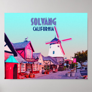 Poster Vintage do centro dinamarquês de Solvang