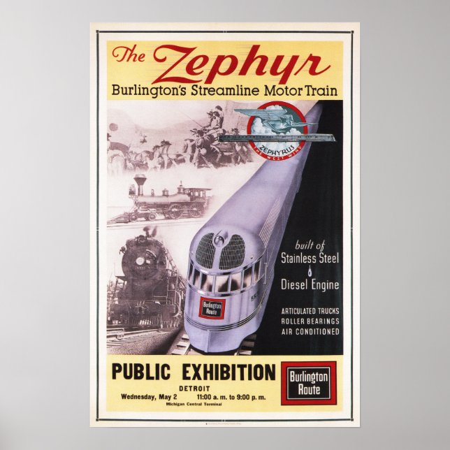 Poster Vintage do comboio a motor ZEPHYR Anúncio do Poste (Frente)