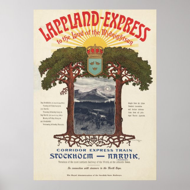 Poster vintage Do Comboio Lappland-Express (Frente)