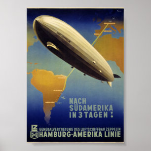 Poster vintage do Graf Zepelim restaurado