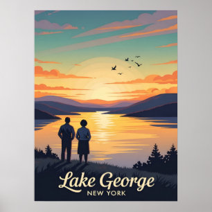 Poster vintage do lago George New York