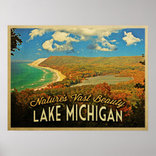 Poster Vintage do Lago Michigan