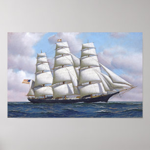 Poster vintage do navio de navigação