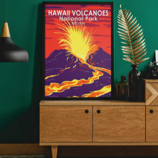 Poster vintage do Parque Nacional dos Vulcões do H