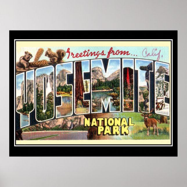Poster vintage do Parque Nacional Yosemite (Frente)
