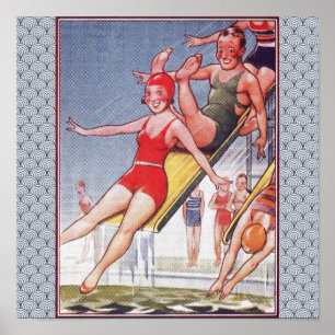 Póster Vintage do Partido da piscina
