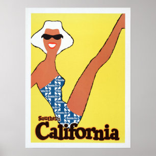 Poster vintage do sul da Califórnia