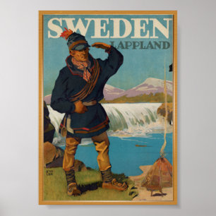 Poster vintage do viagem da suecia