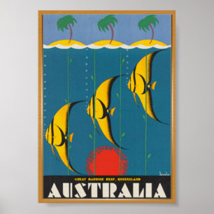 Poster vintage do viagem de Austrália
