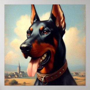 Poster Vintage Doberman Painting