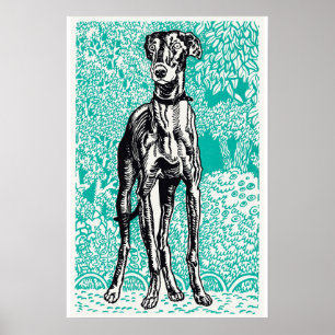 Poster Vintage Dog Greyhound (1912) por Moriz Jung